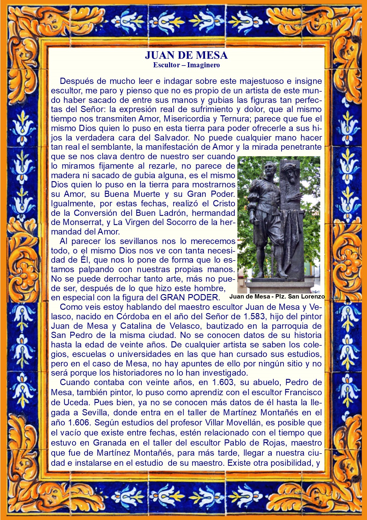 ESCULTOR JUAN DE MESA Elblogdepepepena